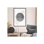 zevahir mobilya & dekorasyon Siyah Metal Çerçeveli Modern Çizim Geometrik Desen Kırılmaz Cam Tablo, Siyah, 50 x 70