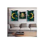 Zevahir Mobilya Dekorasyon Tasarım Osmanlı Tuğrası Aynalı Gold Pleksi Çerçeveli MDF Tablo Ve Saat Seti - Gümüş 40 x 60