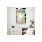 Zevahir Modern Altın Sarısı Beyaz Çiçek Desenlili Soyut Çizim 20x30 Gold Aynalı Pleksi Çerçeveli Gümüş MDF Tablo