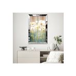 Zevahir Modern Altın Sarısı Büyük Beyaz Çiçek Desenlili Soyut Çizim 20x30 Gold Aynalı Pleksi Çerçeveli Gümüş MDF Tablo