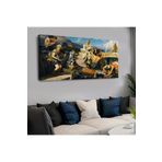 Zevahir Orta Çağ Tarihi 120x60 cm Ahşap Şase Dijital Baskı Saatli Kanvas Tablo