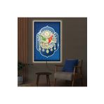 Zevahir Osmanlı Tuğrası Ahşap Şase Dijital Baskı Ledli 50x70 cm Gümüş Kanvas Tablo