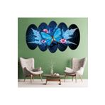 Zevahir Oval Kesin Mavi Kelebek Solmaz 100x60 Gümüş 5 Parça MDF Tablo