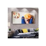 Zevahir Sevimli Parmaklar 100x50 cm Ahşap Şase Dijital Baskı Saatli Gümüş Kanvas Tablo