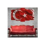 Zevahir Türk Bayrağı Ekstra Dayanıklı Solmaz 100x60 Gümüş 5 Parça MDF Tablo