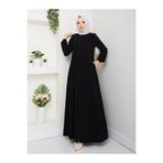 ZEWAHİR FASHİON YENİ MODEL ELBİSE GÖRÜNÜMLÜ DÜĞMELİ TASARIM RABİA KREP KUMAŞ FERACE