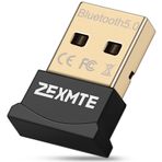 ZEXMTE PC Windows 11/10/8/7 için USB Bluetooth 5.0 Adaptörü, Masaüstü, Dizüstü Bilgisayar, Fare, Klavye, Yazıcılar, Kulaklıklar, Hoparlörler için Dongle Alıcısı