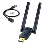ZEXMTE USB Bluetooth adaptörü, 45 cm uzatma kablosu, PC için sürücüsüz USB Bluetooth adaptörü Windows 11/10, masaüstü, dizüstü bilgisayar, yazıcı, klavye, fare, kulaklık, hoparlör için Bluetooth dongle