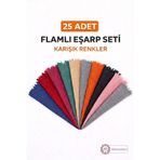 Zey-Al Flamlı Eşarp Seti 25 Adet Karışık Renk Pamuklu Günlük Kullanım Şal Eşarp