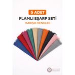 Zey-Al Flamlı Eşarp Seti 5 Adet Karışık Renk Pamuklu Günlük Kullanım Şal Eşarp