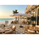 Zey Camping EKONOMİK 4m2 Kamp Bahçe Plaj Teras Cafe Restorant Semşiye (Ayak Dahil ) - 4 x 4 m - Krem