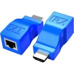 Zeyar Teknoloji 30 Metre HDMI To RJ45 CAT5E/CAT6 Ağ Kablosu Üzerinden HDMI Uzatıcı Extender (Tx + Rx Set) - renk - 14Y-Mavi