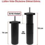 Zeygen (Vida Ölçüsüne Dikkat) - Orta Plastik Mobilya Koltuk Kanepe Ayağı 6 Adet Siyah 14 - 19 cm 5/16 Vida