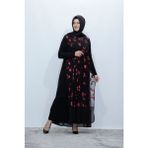 Zey&Ka Butik Çiçek Desen Abiye Elbise - 40 - Kırmızı
