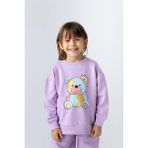 Zeyland Kız Çocuk Ayı Desenli Sim Baskılı Sweatshirt - Lila - 3 - 4 Yaş