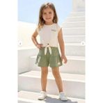 Zeyland Kız Çocuk Fırfırlı Örme Şort - Haki 26391 - 1,5 - 2 Yaş