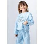Zeyland Kız Çocuk Nakış Detaylı Sweatshirt - Mavi - 5 - 6 Yaş