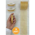 ZEYMERADE 10 Adet Organze Tül Kurdele Gold 1 cm 22 mt, Bohça, Nişan, Çeyiz, Hediye, Paketleme, Süsleme, Nikah