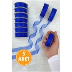 ZEYMERADE 5 Adet Organze Tül Kurdele Saks Mavi 2cm 22mt, Bohça, Nişan, Çeyiz, Hediye, Paketleme, Süsleme Nikah
