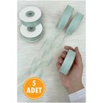 ZEYMERADE 5 Adet Organze Tül Kurdele Su Yeşili 2cm 22mt, Bohça, Nişan, Çeyiz, Hediye, Paketleme, Süsleme Nikah