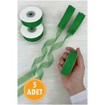ZEYMERADE 5 Adet Organze Tül Kurdele Yeşil 2 cm 22 mt, Bohça, Nişan, Çeyiz, Hediye, Paketleme, Süsleme, Nikah