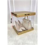ZEYMERADE Asetat Gelin Çeyiz Bohça Kutusu, Gold Büyük Boy 30x30Cm, Şeffaf Katlanabilir Demonte, Damat Nişan Hediye