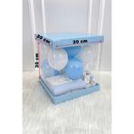ZEYMERADE Asetat Kutu, Bebe Mavi Büyük Boy 30x30Cm, Şeffaf Demonte, Doğum Hediye Baby Bebek Cinsiyet Parti