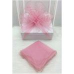 ZEYMERADE Bebe Pembe Süsleme Tülü, Gold Kenar Bohça Çeyiz Gelin Damat Nişan Nikah Valiz Hediye Süsü 150x150cm