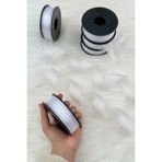 ZEYMERADE Beyaz Hilton Çizgili Şifon Kurdele 2,5 cm 20 mt, Gelin, Bohça, Nişan, Çeyiz, Hediye, Nikah, Süsleme