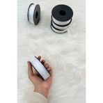 ZEYMERADE Beyaz Şifon Kurdele 2,5 cm 20 mt, Gelin, Damat, Bohça, Nişan, Çeyiz, Özel Gün, Hediye, Düğün, Süsü