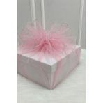 ZEYMERADE Bohça Süsleme Tülü Bebe Pembe, Gümüş Overlok Kenar, Çeyiz Gelin Damat Nişan Hediye Süs 150x150cm