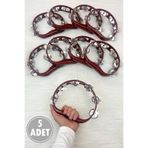 ZEYMERADE Bordo Gelin Nedime Tefi, 5 Adet Plastik Zilli Tef, Kına Gecesi Düğün Sünnet Bride Parti Bekarlığa Veda