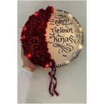 ZEYMERADE Bordo Ledli Gelin Tefi 32cm, Aplik Çiçek Ve Parlak Taş Süslemeli Def, Düğün Kına Gecesi Nedime Bride Sünnet