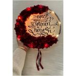 ZEYMERADE Bordo Ledli Gelin Tefi 32cm, Üç Boyutlu Çiçek Ve Parlak Taş Süslemeli, Düğün Kına Nedime Bride Sünnet