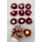 ZEYMERADE Bordo Ledli Kına El Mumu, Düğün, Nedime, Bride, Sünnet, Led Işıklı, Tealight Pilli Tüylü 12 Adet
