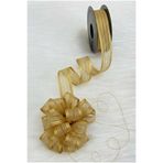 ZEYMERADE Çekmeli Şifon Kurdele Gold Sim 2,5cm 20mt, Gelin, Bohça, Çeyiz, Nişan, Hediye, Süsleme