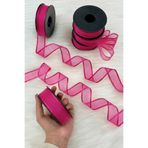 ZEYMERADE Fuşya Şifon Kurdele 2,5 cm 20 mt, Gelin, Damat, Bohça, Nişan, Çeyiz, Özel Gün, Hediye, Süsleme