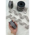 ZEYMERADE Gri Şifon Kurdele 2,5 cm 20 mt, Gelin, Damat, Bohça, Nişan, Çeyiz, Özel Gün, Hediye, Düğün, Süsü