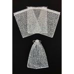 ZEYMERADE Gümüş Puantiye Tül Kese, 5 Adet Ölçü 24x34cm, Gelin Havlu Terlik Seccade Bohça Çeyiz Hediye Kesesi
