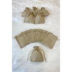 ZEYMERADE Jüt Hasır Çuval Kese, Kına Çerez Altın Takı Hediye Bohça Kesesi, 50 Adet Ölçü 12x15cm