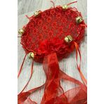 ZEYMERADE Kırmızı Gelin Nedime Tefi Dantel 3D Süslemeli, Düğün Kına Sünnet Bride To Be