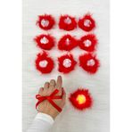 ZEYMERADE Kırmızı Ledli Kına El Mumu, Düğün, Nedime, Bride, Sünnet, Led Işıklı, Tealight Pilli Tüylü 12 Adet