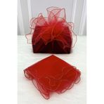 ZEYMERADE Kırmızı Süsleme Tülü Gold Kenarlı, Bohça Çeyiz Gelin Damat Nişan Nikah Valiz Hediye Süsü 100x100cm