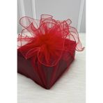 ZEYMERADE Kırmızı Süsleme Tülü Gümüş Kenarlı, Bohça Çeyiz Gelin Damat Nişan Nikah Valiz Hediye Süsü 100x100cm