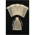 ZEYMERADE Krem Organze Şeffaf Tül Kese, 10 Adet Ölçü 20x30cm, Düğün Bohça Çeyiz Yazma Havlu Yasin Mevlüt