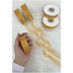 ZEYMERADE Organze Tül Kurdele Açık Kahve 2cm 22mt, Bohça, Nişan, Çeyiz, Hediye, Paketleme, Süsleme, Nikah