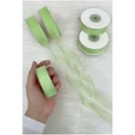 ZEYMERADE Organze Tül Kurdele Fıstık Yeşili 2 cm 22 mt, Bohça, Nişan, Çeyiz, Hediye, Paketleme, Süsleme, Nikah