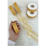 ZEYMERADE Organze Tül Kurdele Gold 2 cm 22 mt, Gelin, Bohça, Nişan, Çeyiz, Hediye, Paketleme, Süsleme, Nikah
