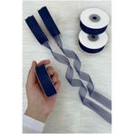 ZEYMERADE Organze Tül Kurdele Lacivert 2cm 22mt, Gelin, Bohça, Nişan, Çeyiz, Hediye, Paketleme, Süsleme, Nikah