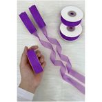 ZEYMERADE Organze Tül Kurdele Lila 2 cm 22 mt, Gelin, Bohça, Nişan, Çeyiz, Hediye, Paketleme, Süsleme, Nikah